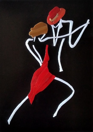 Danseurs de tango en mosaïque réalisés avec des tiges de verre américain